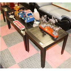 SOLID DARK WOOD 3-PC COFFEE TABLE SET -