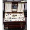 Image 1 : WOOD JEWELLERY BOX WITH CONTENTS
