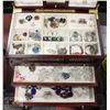 Image 2 : WOOD JEWELLERY BOX WITH CONTENTS