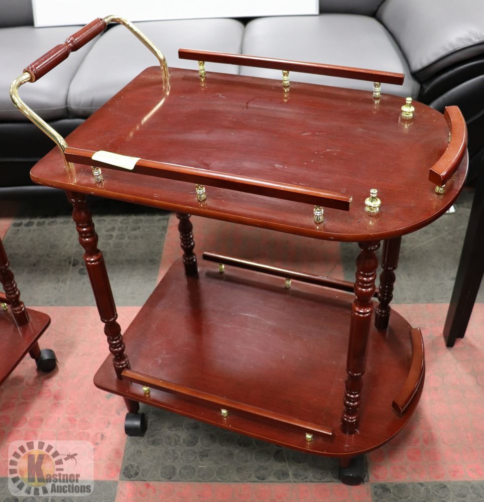 WOOD SERVING CART, 25"X17"X30"