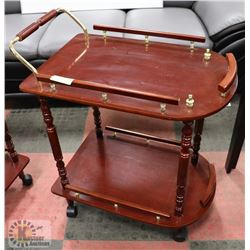 WOOD SERVING CART, 25"X17"X30"
