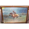 Image 1 : FRAMED, SIGNED FREDERICK REMINGTON 1908 PRINT