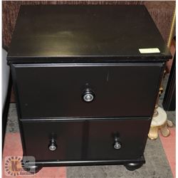 BLACK WOOD NIGHT STAND, 2 ROLLER