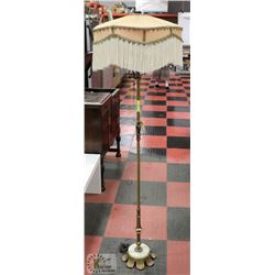 ANTIQUE BRASS FLOOR LAMP WITH ORIGINAL SHADE