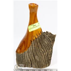 VINTAGE WOOD STUMP VASE