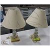 Image 1 : PAIR OF VINTAGE GLASS AND STONE LAMPS WITH SHADE