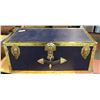Image 1 : BLUE WITH BRASS METAL TRIM STORAGE TRUNK -