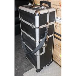 ROLLING TRAIN CASE, 38" HAS 2 SECTIONS WITH