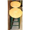 Image 1 : 2 GREEN WOOD STOOLS