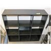 Image 1 : BLACK WOOD GRAIN 9 SQUARE STORAGE SHELF