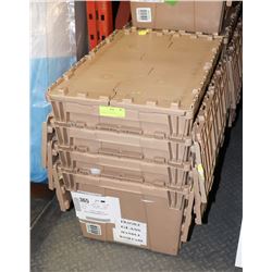 LOT OF 4 FOLDING LID COMMERCIAL WAREHOUSE TOTES