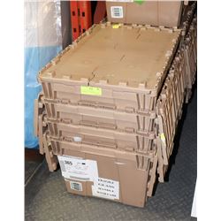 LOT OF 4 FOLDING LID COMMERCIAL WAREHOUSE TOTES