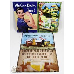 LOT OF 4 METAL SIGNS 8X12