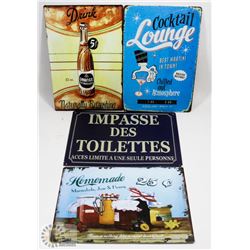 LOT OF 4 METAL SIGNS 8X12