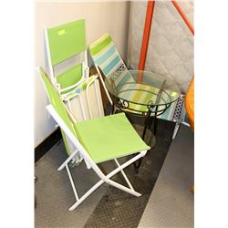 SET OF 4 DECK CHAIRS - 2 METAL FRAME &