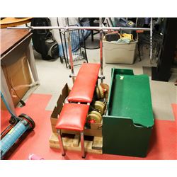 BENCH PRESS & WEIGHT SET INCLUDES BAR, 2-25LB,