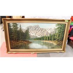LARGE ORIGINAL CANVAS OIL PAINTING OF A MOUNTAIN