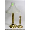 Image 1 : BRASS LAMP WITH MATCHING CANDLE HOLDER