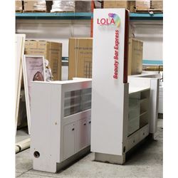 LARGE LOT OF SALON CABINETS,PICTURES, SIGN FRAMES,