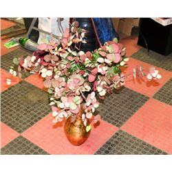 14" VASE WITH ARTIFICIAL FLOWERS