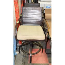 METAL OUTDOOR SWIVEL CHAIR, FAUX WOOD
