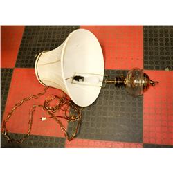 VINTAGE BRASS & GLASS SWAG LAMP