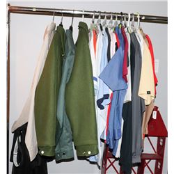 RACK OF NEW SHIRTS AND COATS-RACK NOT INCL.