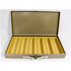 METAL COIN COLLECTORS STORAGE BOX.