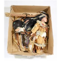 BOX W/2 CERAMIC NATIVE DOLLS - ONE WALL