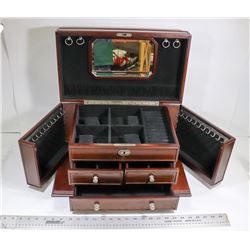 LARGE WOODEN JEWELLERY ARMOIRE.