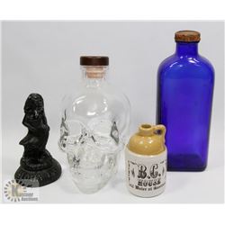 FLAT OF ASSORTED CRYSTALHEAD COBALT BLUE BOTTLE