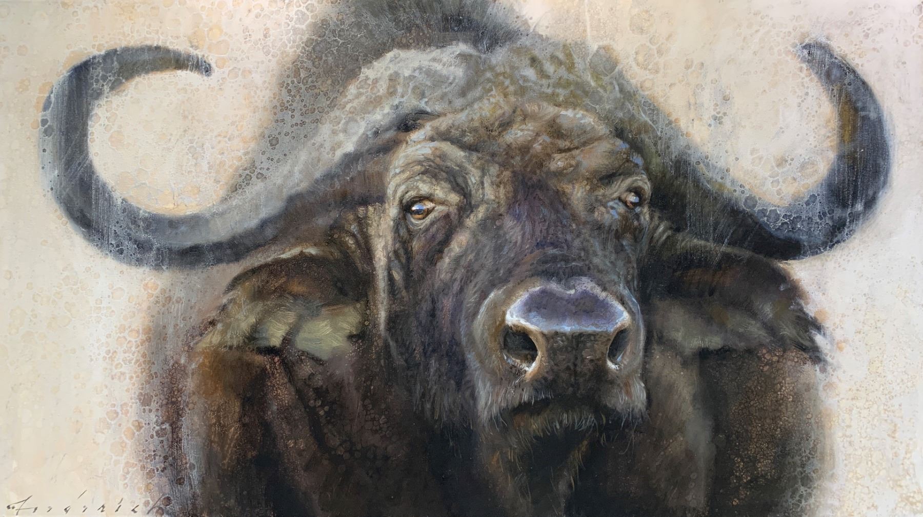 DAVID FREDERICK RILEY: Original Cape Buffalo Oil Painting by David ...
