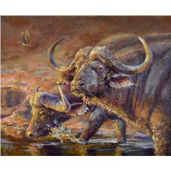 WILDLIFE CONSERVATION ARTIST VICKIE McMILLAN-HAYES "Black Danger" Original Painting