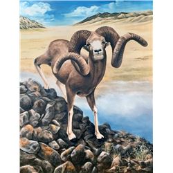 Altay Rams SLA-55 Altay Argali Painting by Maryanne Smith - Grand Slam Club/Ovis