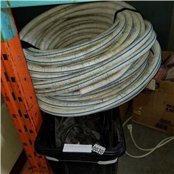 2 SUMP PUMPS AND BOX OF HOSE