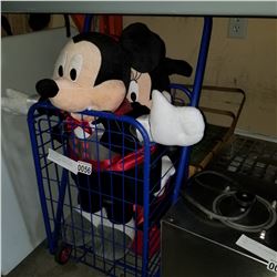 PICNIC BASKET SHOPPING CART AND MICKEY AND MINNIE MOUSE VAMPIRE DOLLS