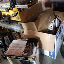 BOX OF VARIOUS ELECTRONICS AND TO COFFEE MACHINES