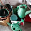 Image 3 : LARGE LOT OF HANGING BASKET PLANTERS, TRAYS, AND WATERING CANS