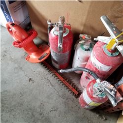 LOT OF 4 FIRE EXTINGUISHERS AND BLACK AND DECKER ELECTRIC TRIMMER