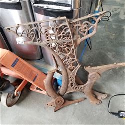 PAIR OF METAL BENCH ENDS