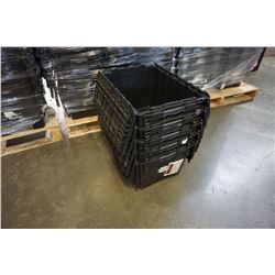 5 BLACK INTERLOCKING LID STACKING STORAGE TOTES