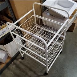 WHITE METAL BASKET RACK
