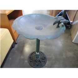 2 PIECE BIRDBATH W/ METAL BASE