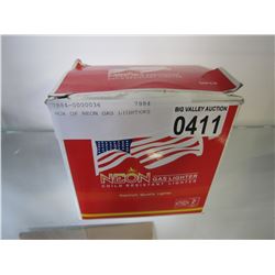 BOX OF NEON GAS LIGHTERS