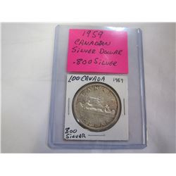 1959 CANADIAN SILVER DOLLAR .800 SILVER