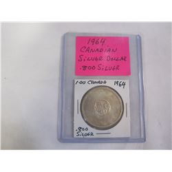 1964 CANADIAN SILVER DOLLAR .800 SILVER CHARLOTTETOWN