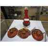 Image 1 : CARVED WOOD MASKS AND VINTAGE BOWLING PIN