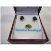 Image 2 : 10KT YELLOW GOLD 6mm GENUINE 1.5CT AMETHYST STUD EARRINGS W/ APPRAISAL $300
