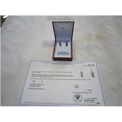 STERLING SILVER GENUINE 4.37CT GARNET AND 0.05CT DIAMOND EARRINGS W/ APPRAISAL $900