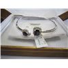 Image 3 : STERLING SILVER GENUINE 1.5CT BLUE SAPPHIRE AND CZ BANGLE BRACELET W/ APPRAISAL $1200